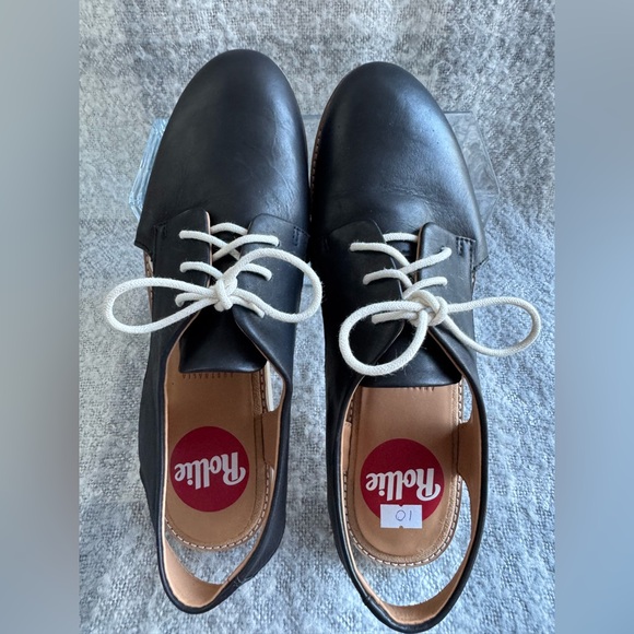 Rollie Derby Black Cutout Leather Slingback Size 40 NWOT - Picture 9 of 9